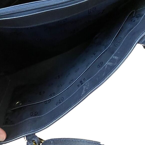 Tory Burch York Buckle Tote Saffiano Leather Navy Blue - Picture 8 of 10